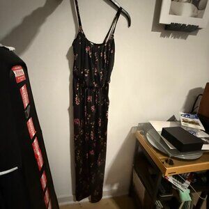 Black Jumpsuit, Maxi length Floral print